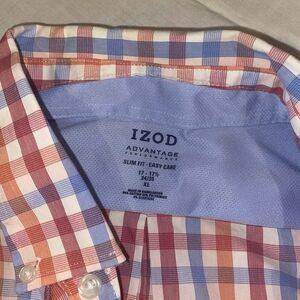 IZOD Men's Slim Fit Plaid Shirt - Red and Blue